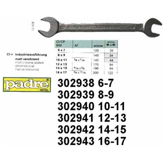 Padre GRS STEEKSLEUTEL 16-17MM 800