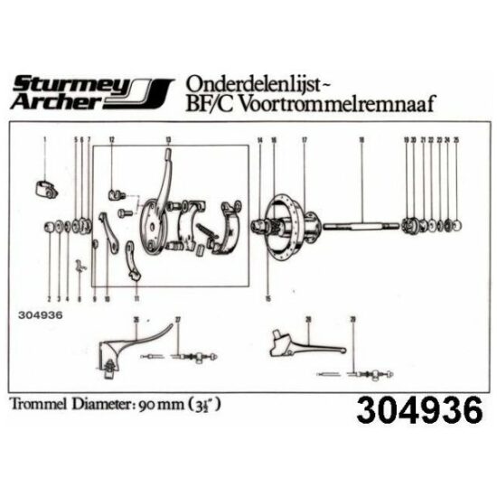 Sturmey Archer NAAF SA V BFC TROMMEL 36G 90MM KAAL Grijs - Afbeelding 2