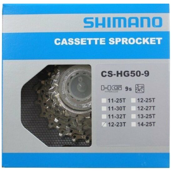 Shimano 9v Cassette 9V 12/25T Shim HG50 12,13,14,15,17,19,21,23,25T Sora Zilver - Afbeelding 2