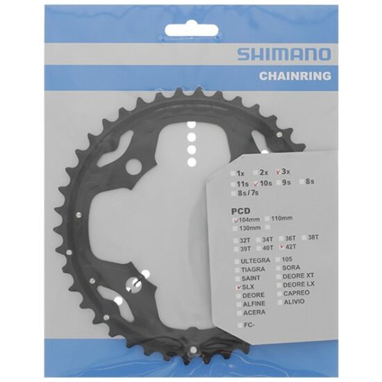 Shimano 10v Kettingblad 42T/104 Shim 10V SLX FC-M660 Y1LU98030 AE 42-32-24 BLACK