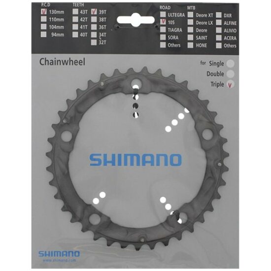 Shimano 10v Kettingblad Shim 10V 39T/130 FC-5703 105 zilver Y1M498010 SILVER