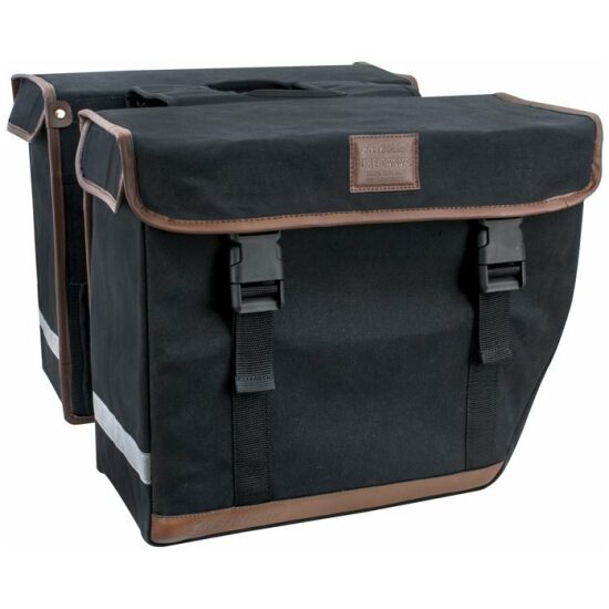 Fast Rider Tas dubbel FR 93021 canvas limited led/bruin 41,5ltr 33x39x17 20093021 Zwart