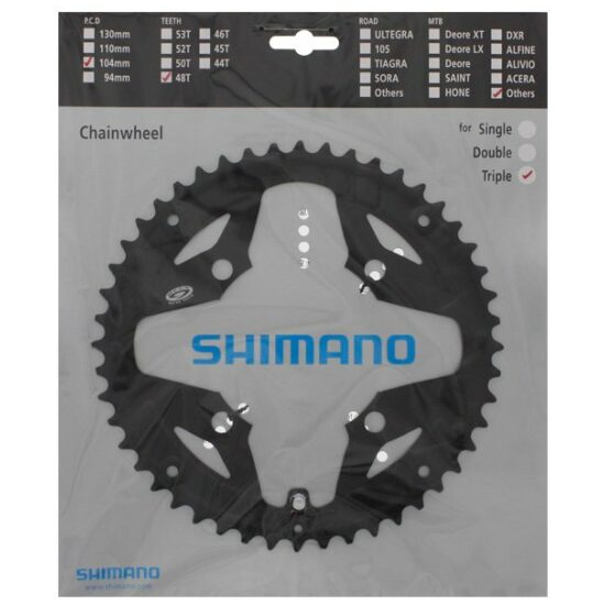 Shimano 9v Kettingblad 48T/104 Shim 9V FC-M391 Acera Y1ME98060 BLACK