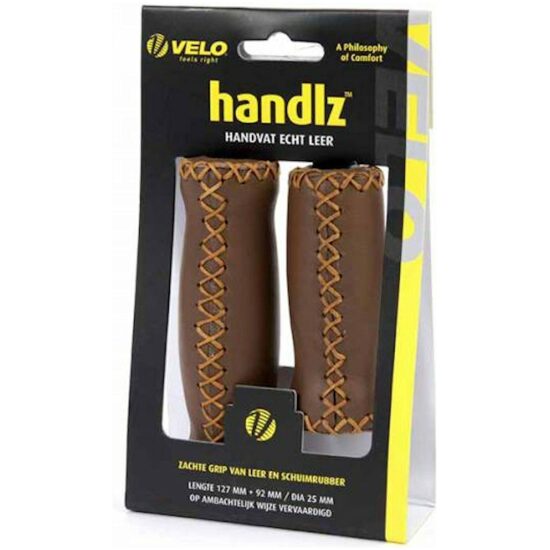 Velo Handvatten leer 92/127mm kort/lang d.bruin echt leer Donker Bruin - Afbeelding 2