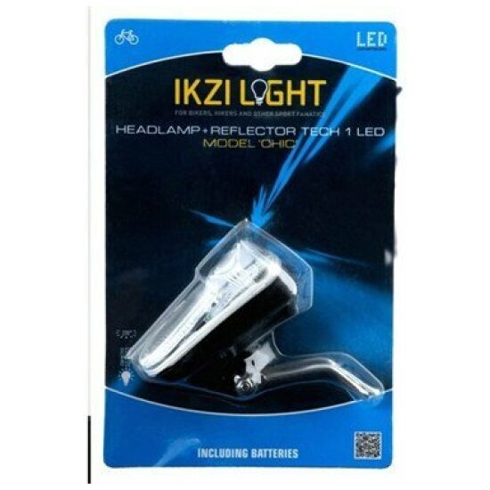 Ikzi Koplamp led batt Chic 1lux kroonbev aan/uit incl.batt 1434800 Zwart