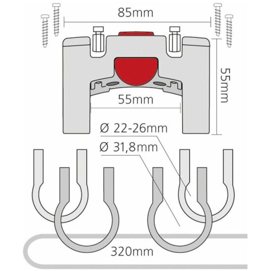 Klickfix STUUD ADAPTER +31.8MM ZW Zwart - Afbeelding 3