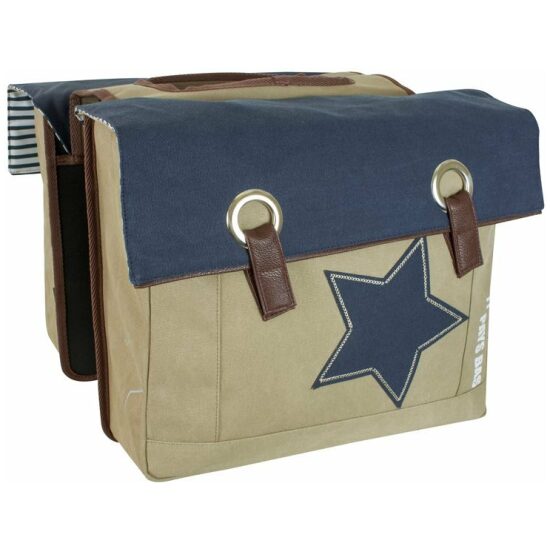 Fast Rider Tas dubbel FR 201117 Living Life Star beige/blauw canvas 30ltr gevormd 32x39x13 (2x) - Afbeelding 2