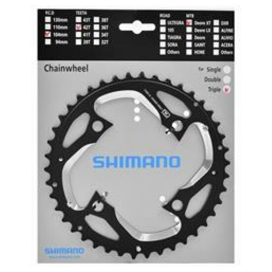 Shimano 10v Kettingblad 42T/104 Shim 10V FC-M780 Deore XT AE Y1MM98110 BLACK - Afbeelding 2