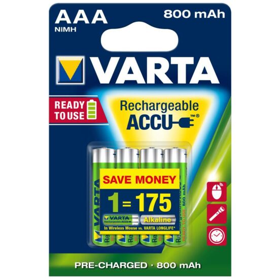 Varta Batterij 1.2V AAA oplaadbaar 800mAh NiMH 56703