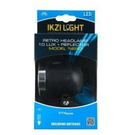 Ikzi Koplamp batt led Nero retro 10lux v.vorkkroonbev. (incl. 4x AAA) 1481002 Zwart