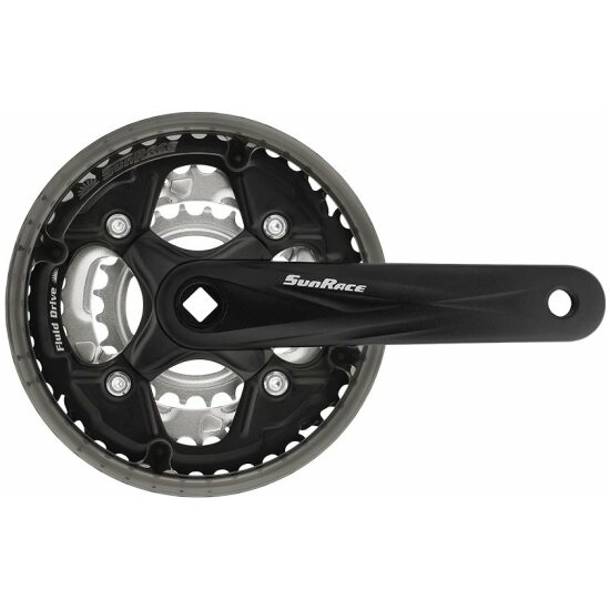 Sunrace Crankset 3V 42/34/24T -2.5mm Sunr 4K-as Zwart