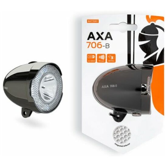 Axa Koplamp batt 1Led 706-B 15lux darkchroom 92912096SC Dark Chrome