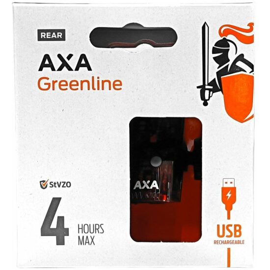 Axa Achterlicht oplaadb 1Led Greenline USB aan/uit Zwart