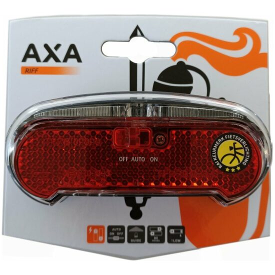 Axa Achterlicht/reflector batt led Riff auto/I/O incl.batterijen 80mm 93912795SC Zwart