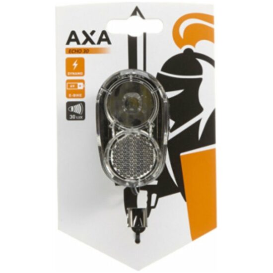 Axa Koplamp naafdyn led Echo-30 30lux 6V Ebike kroonbev 93915795SC Zwart