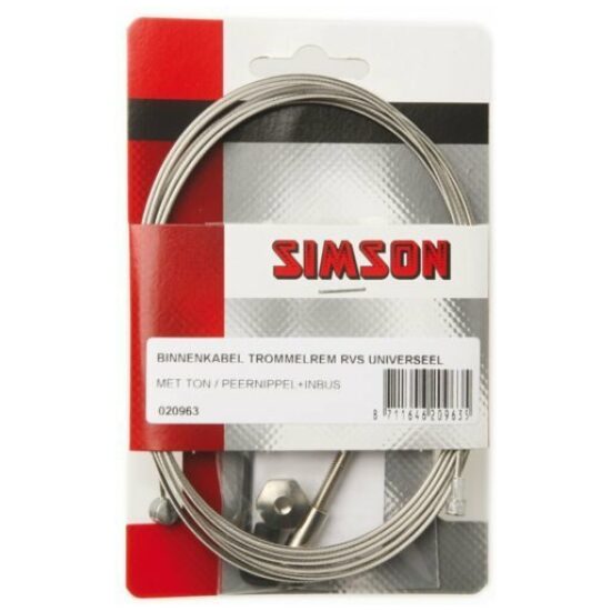 Simson Binnenkabel trommelrem uni met ton/peernippel + inbus stelbout gegalvaniseed S020963