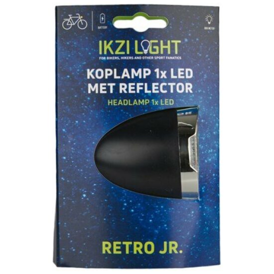 Ikzi Koplamp batt 1led Retro JR zwart 1434102