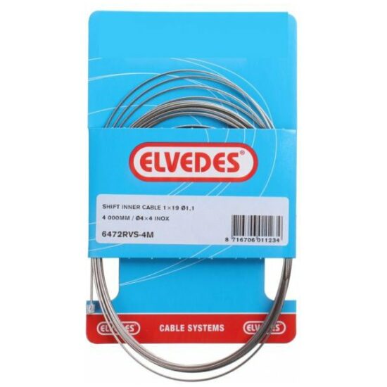 Elvedes Versn.kabel binnen 4m tandem deraill 1.1mm Elv 6472RVS4M 4x4mm rvs Shim/Campa