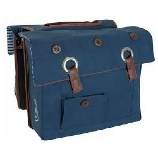 Fast Rider Tas dubbel FR 201105 Living Life Button/bruin canvas 30ltr gevormd 32x39x13 (2x) Blauw