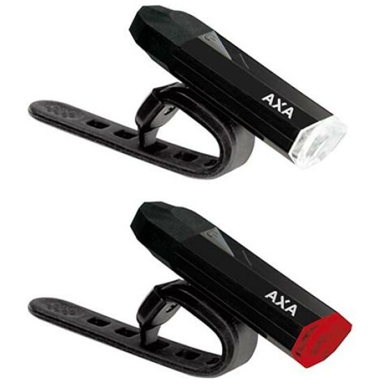 Axa Lamp v+a led batterij sport set high power usb Zwart