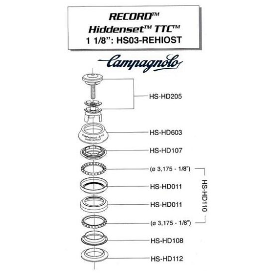 Campagnolo BALHOOFDSTEL 11/8 AHEAD CA RECORD GEINT HIGH